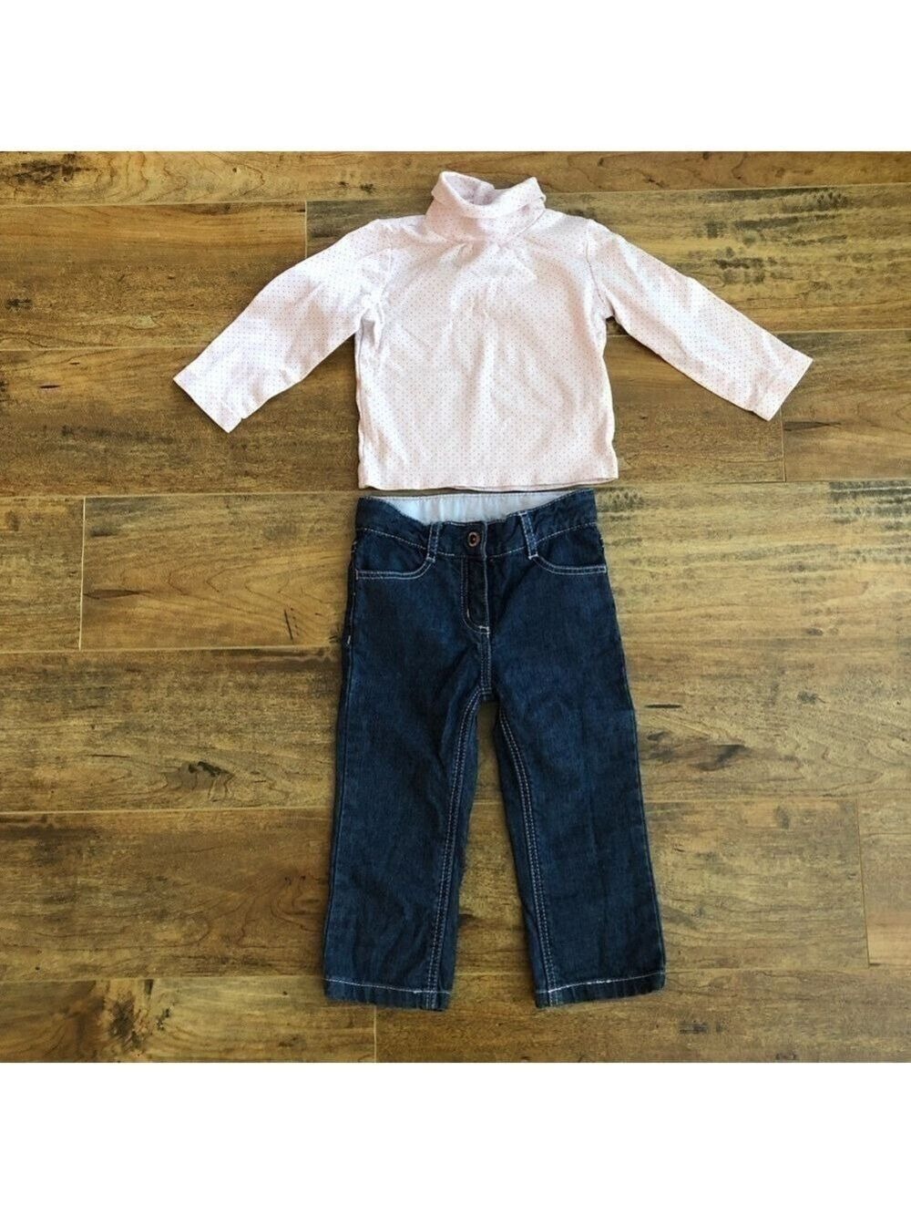 Jacadi Paris Baby Girl Pink Top and Denim Jeans 2-Piece Set 18M